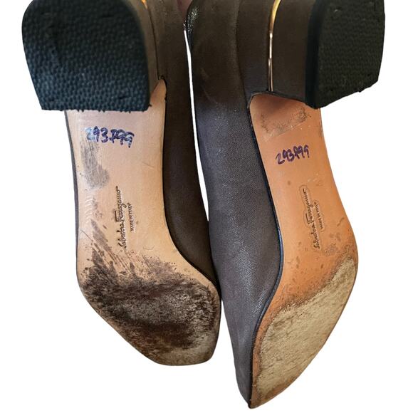 Salvatore Ferragamo Brown Block Heels Size 8.5 - Picture 8 of 8